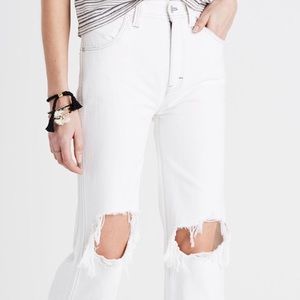 High waisted cropped white jeans madewell